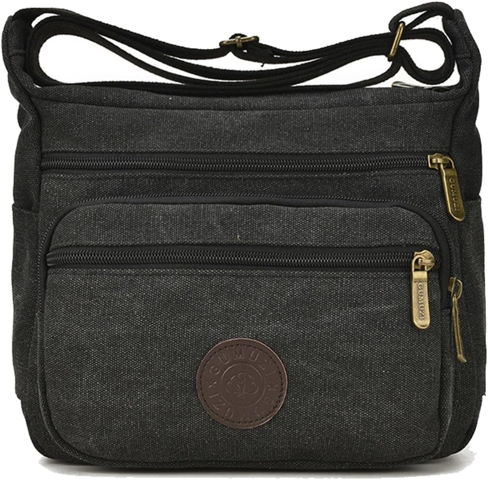 Degohome Vintage Retro Canvas Crossbody Laptop Side Shoulder School Messenger Bags (black)