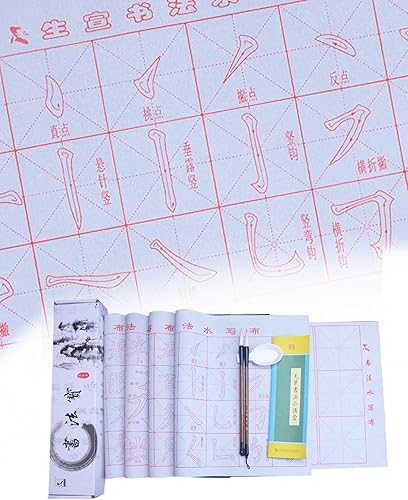 Tianjintang Yan Ti - Juego de caligrafía china ecológica, reescribible, sin necesidad de tinta, cepillo de caligrafía para estudiantes, paquete de 9