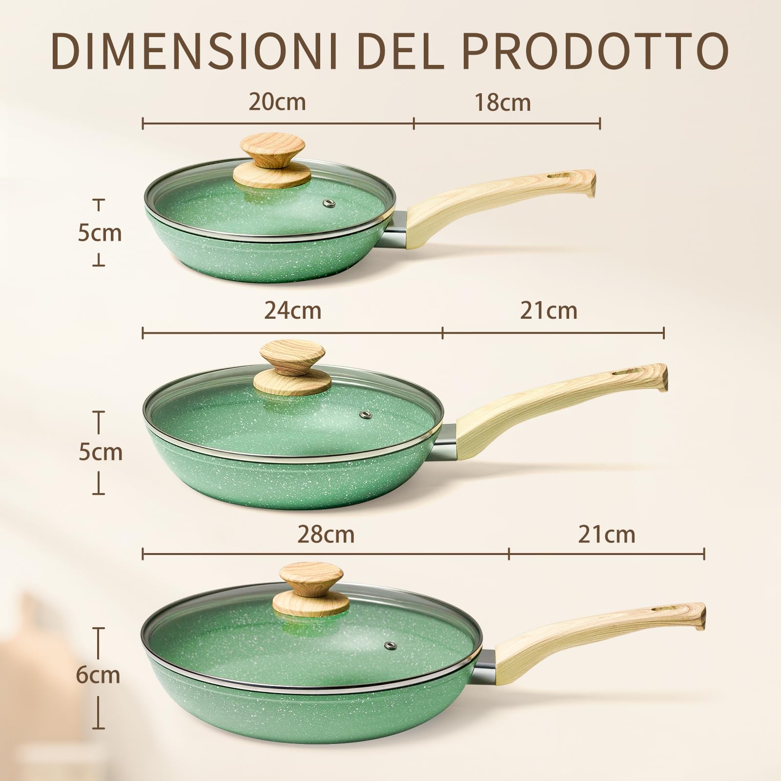 Innerwell Sartén antiadherente 24 cm, Sartenes induccion, Granito revestimiento antiadherentes Profesional, Ceramica Sartén Tortillas, sin PFOA, sin toxicos, apta Horno, Lavavajillas, Rosa — view 10