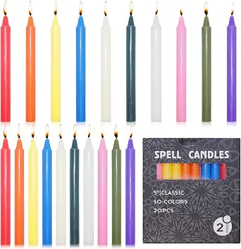 20 Pack Mini Taper Candles - 5 Inch Unscented Colored Dinner Candlesticks for Parties, Rituals, and Spells