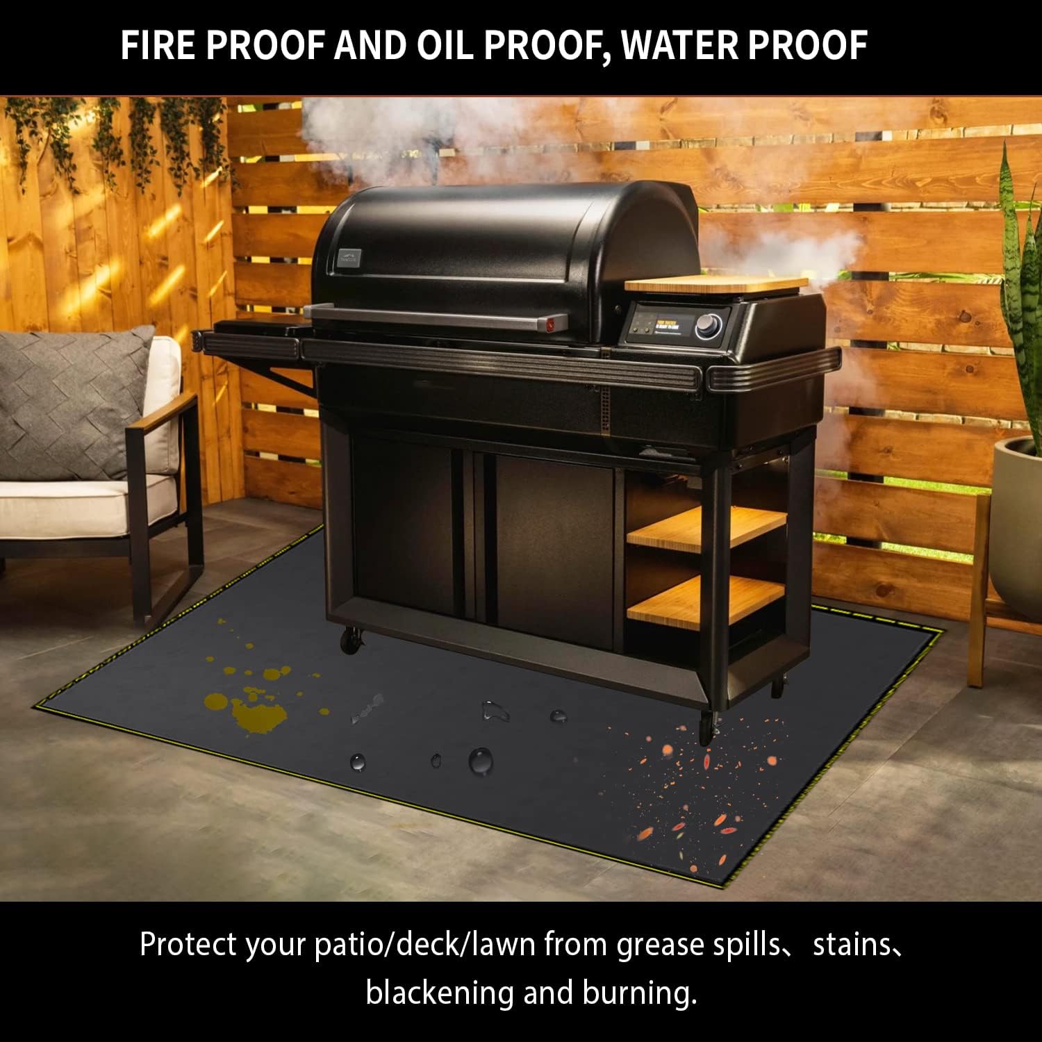 Under Grill Mat for Outdoor Grill Deck Patio Protector,48''x30'' Large Silicone Fireproof Waterproof Oil-proof Fire Pit Mat BBQ Floor Matt Pad - Image 4