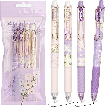 Black Gel Ink Smooth Writing Pens, 0.5 mm Fine Point, Japanese Pen Style, Comfortable Grip, Aesthetic Pens, Quick Dry, Gift Pen, 4-Count Pack