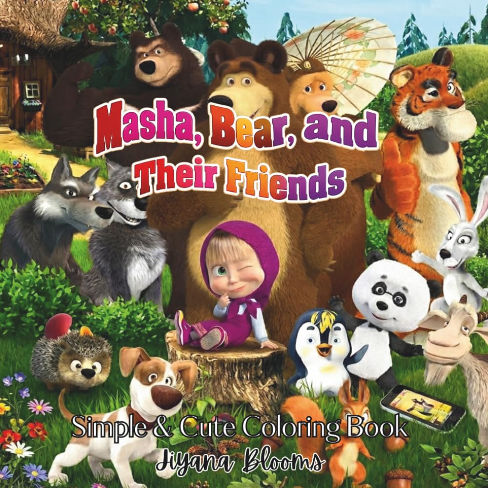 Masha, Bear, and Their Friends: Simple & Cute Coloring Book