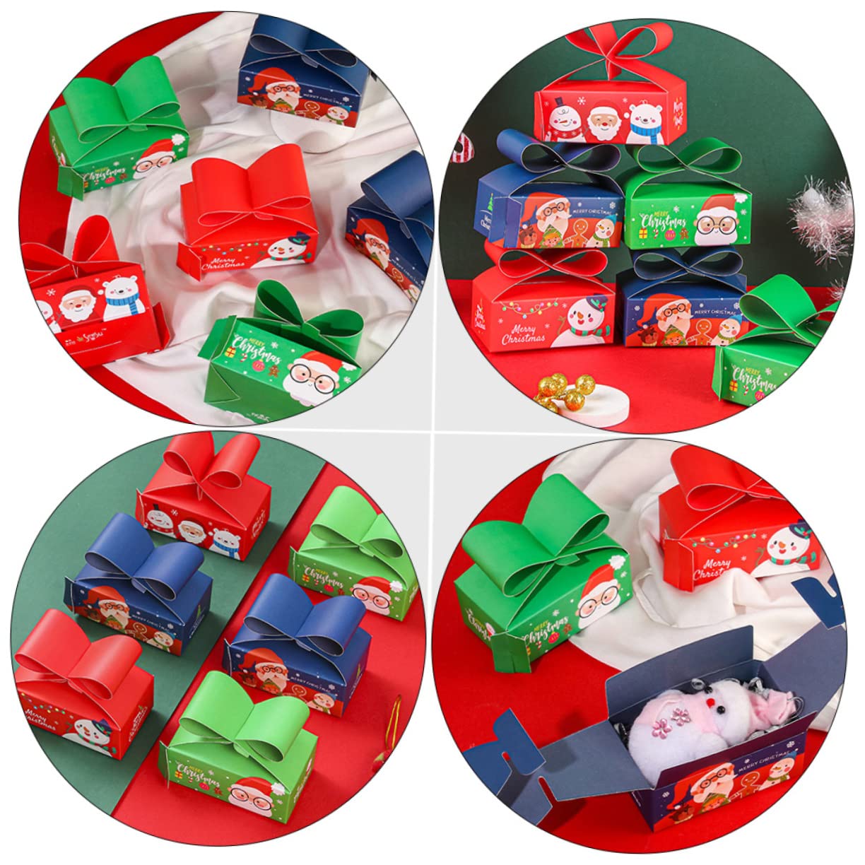 Mobestech 3 Set Di Scatole Per Dolcetti Di Natale Forniture Natalizie Scatole Di Cartone Per Caramelle Festive Per Decorazioni Per Feste 12 Pezzi * 3