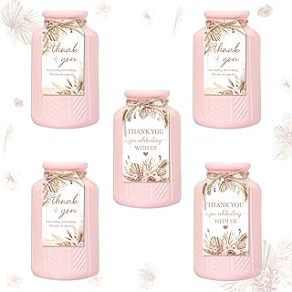 100PCS Thank You for Celebrating Gift Tags, Pampas Grass Thank You Tags, Boho Dried Palm Leaves Cardstock Gift Tags for Baby Shower Wedding Bridal Shower Party Supplies