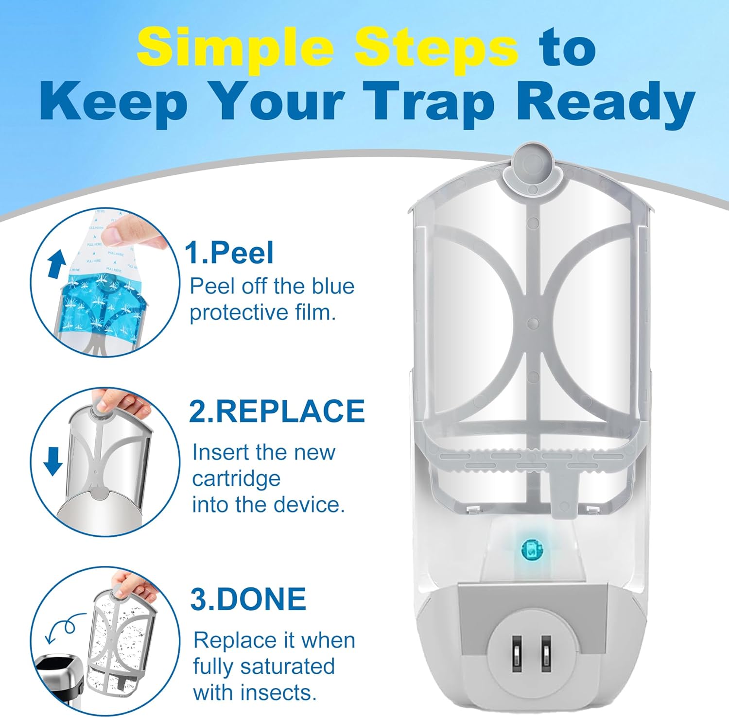 10 Pack Flying Trap Refills Compatible with zzevo Flying Insect Trap Refill, Insect Replacement Kit for M364 M364A and Max Fully Compatible Size (10 Pcs Refill) (10)