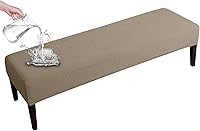 Vista 17 de FORCHEER Funda de banco para comedor de color marrón de 51-54 pulgadas de largo x 18 pulgadas, apariencia de cuero, funda elástica rectangular