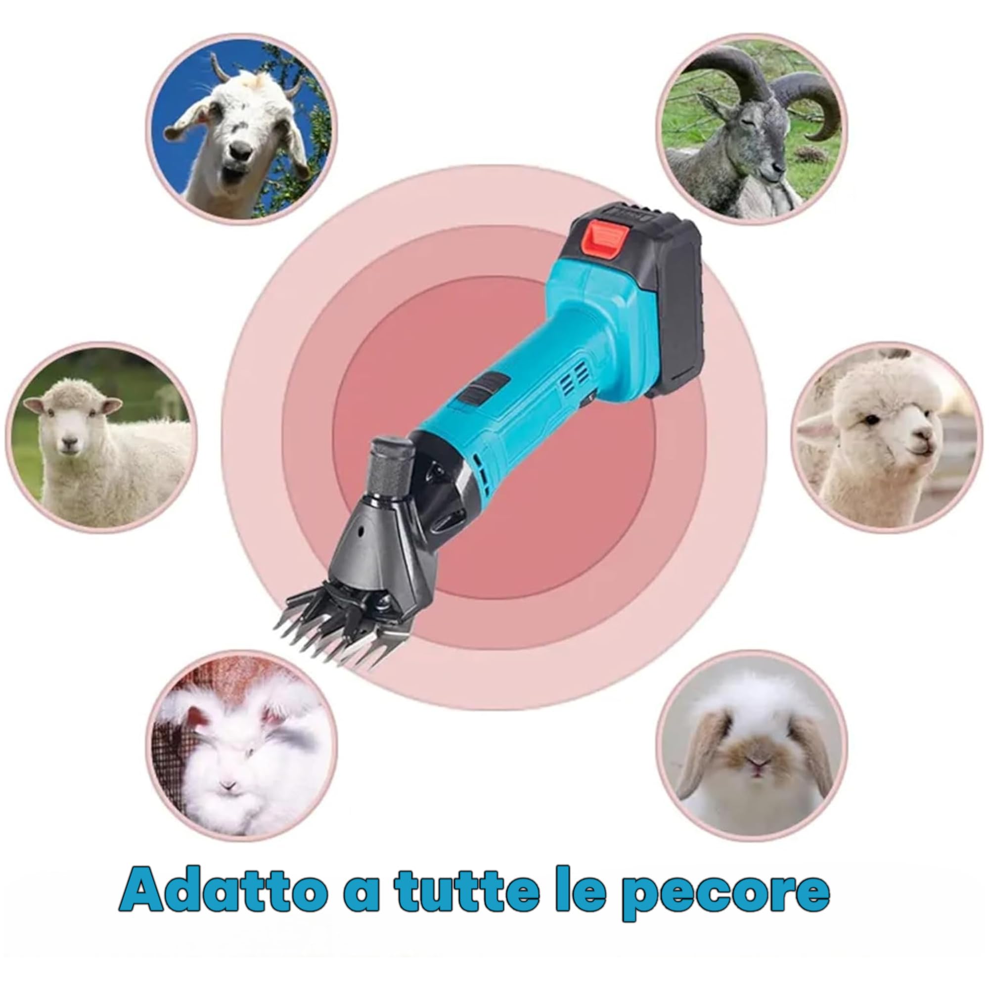 Tosapecore Tosatrice Pecora Doppia Batteria da 42VF 4.0Ah con 6 Velocità Regolabile per Rasare La Lana di Pecore, Capre, Bovini e Altri Animali da Fattoria