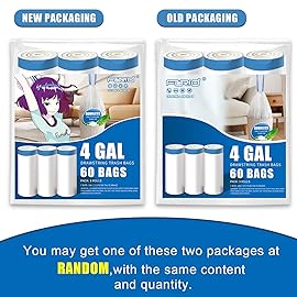FORID Small Drawstring Trash Bags - 4 Gallon Plastic Garbage Bags White Unscented Can Liners 60 Count Strong Wastebasket Bags for Bathroom Office Home Kitchen Bedroom Travel 15 Liter - Durable & Thick