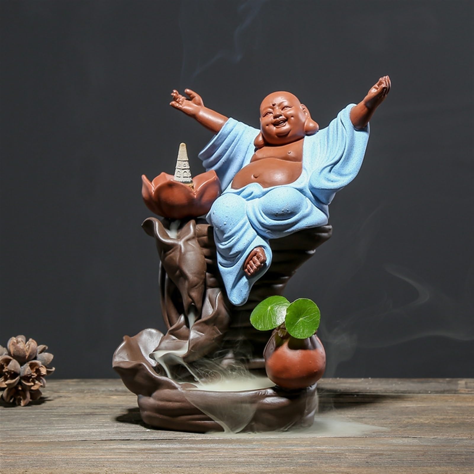 Escultura de Estatua de Buda Quemador de incensario, Adorno Buda la Suerte, Gran Sala Estar, decoración del hogar, Ceremonia té Creativa, Regalo, Estatua