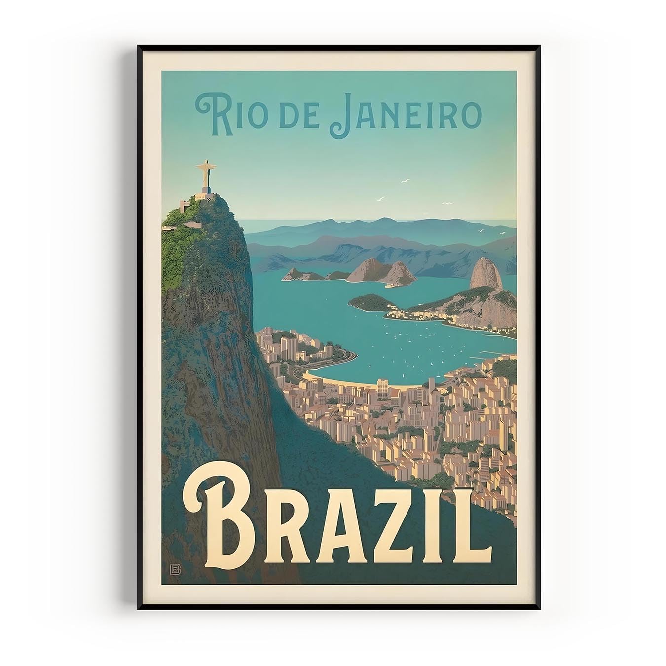 Brazil Vintage Travel Poster, Premium Giclee Fine Art Prints - Modern Aesthetic Wall Art Decoration, Eclectic Trendy Boho Poster Collage Aesthetic