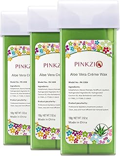 Cartucho de cera Depilatório roll-on para aquecedor de cera – Refil de cera para rolo de Aloe PINKZIO, rolo de cera para pernas e braços, 3 pacotes (não inclui aquecedor de cera e tira)
