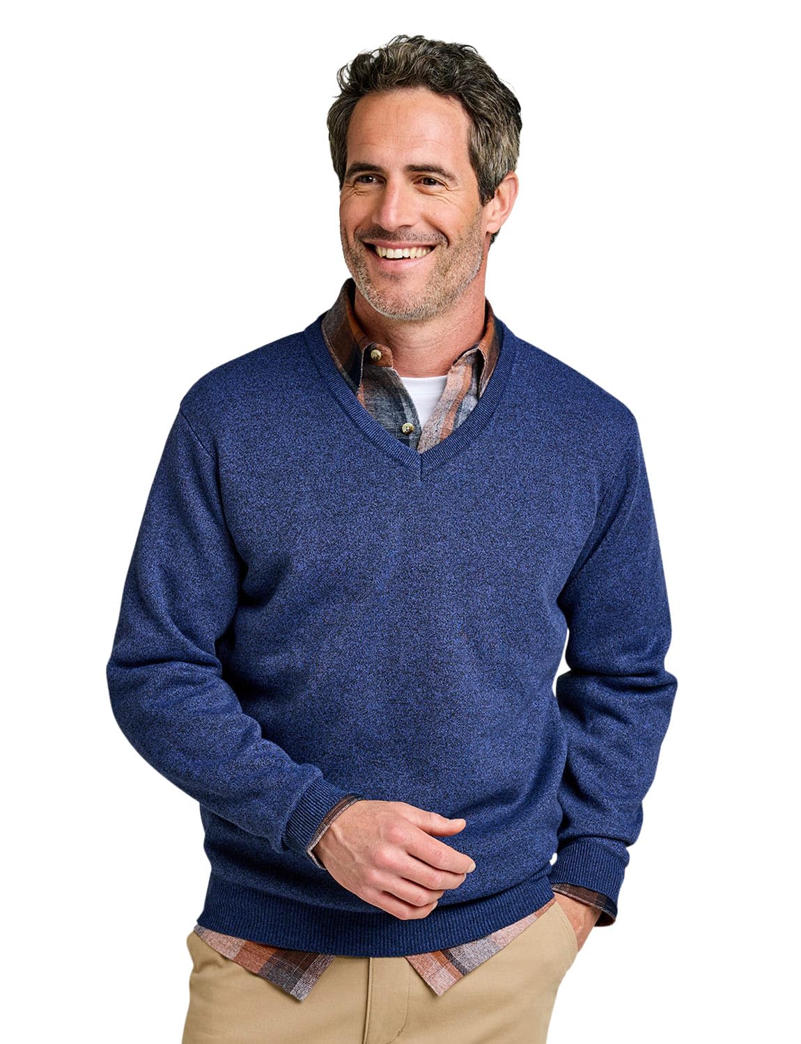 Pegasus Men's Fleece Lined V Neck Jumper Warm Winter Smart Casual Sweater Navy XXL