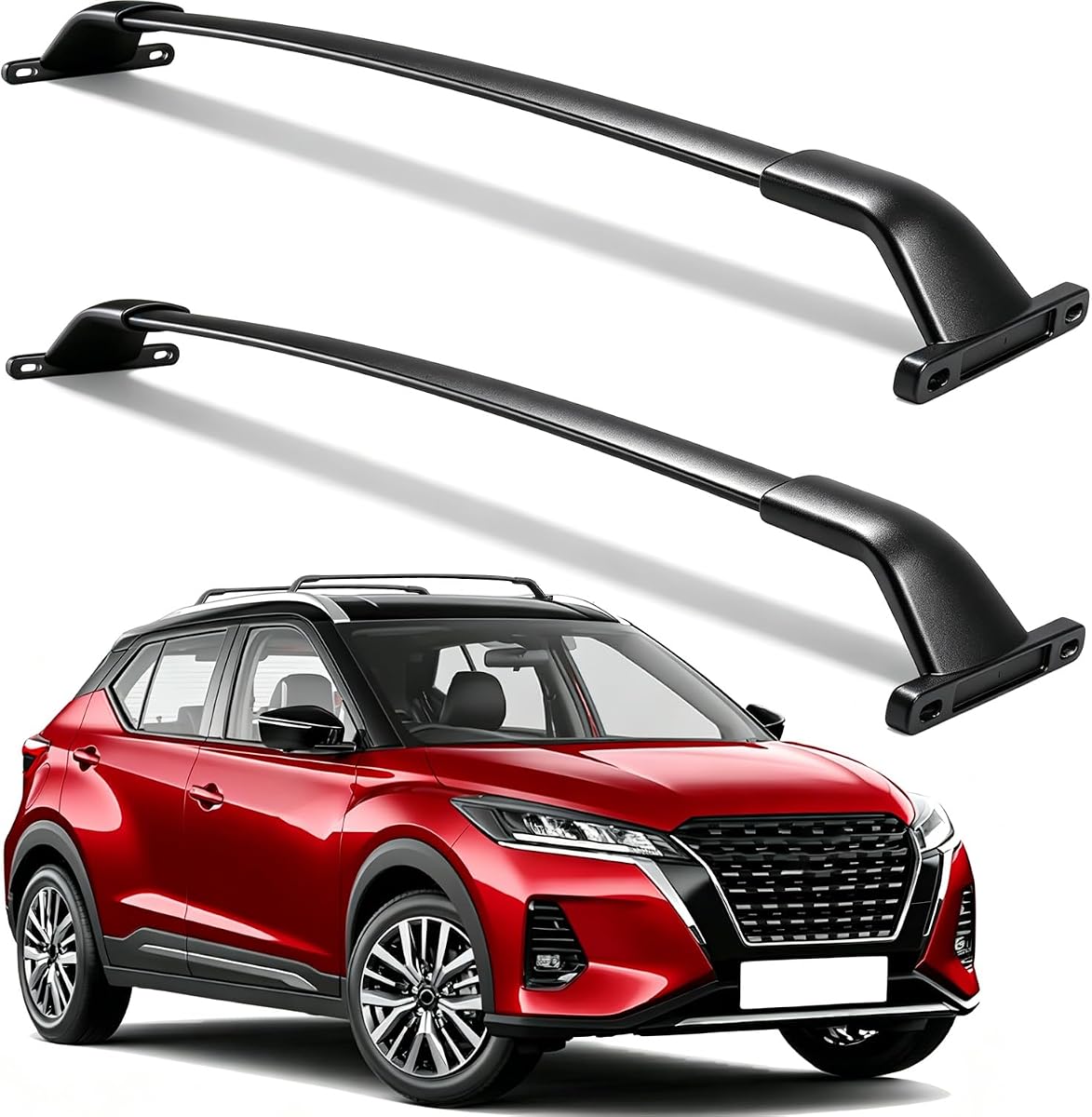 Wonderdriver 220lb Roof Rack Cross Bars for Nissan Kicks 2017-2024 | Heavy Duty Aluminum Roof Rails Crossbars Cargo Canoe Black Rooftop Cargo Carrier Luggage