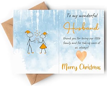 Christmas Card for Husband Romantic & Heartfelt Holiday Greeting Card for Him 5x7 Folded Card with Envelope & Sticker Premium 350gsm Cardstock Sweet Christmas Gift for Your Husband
