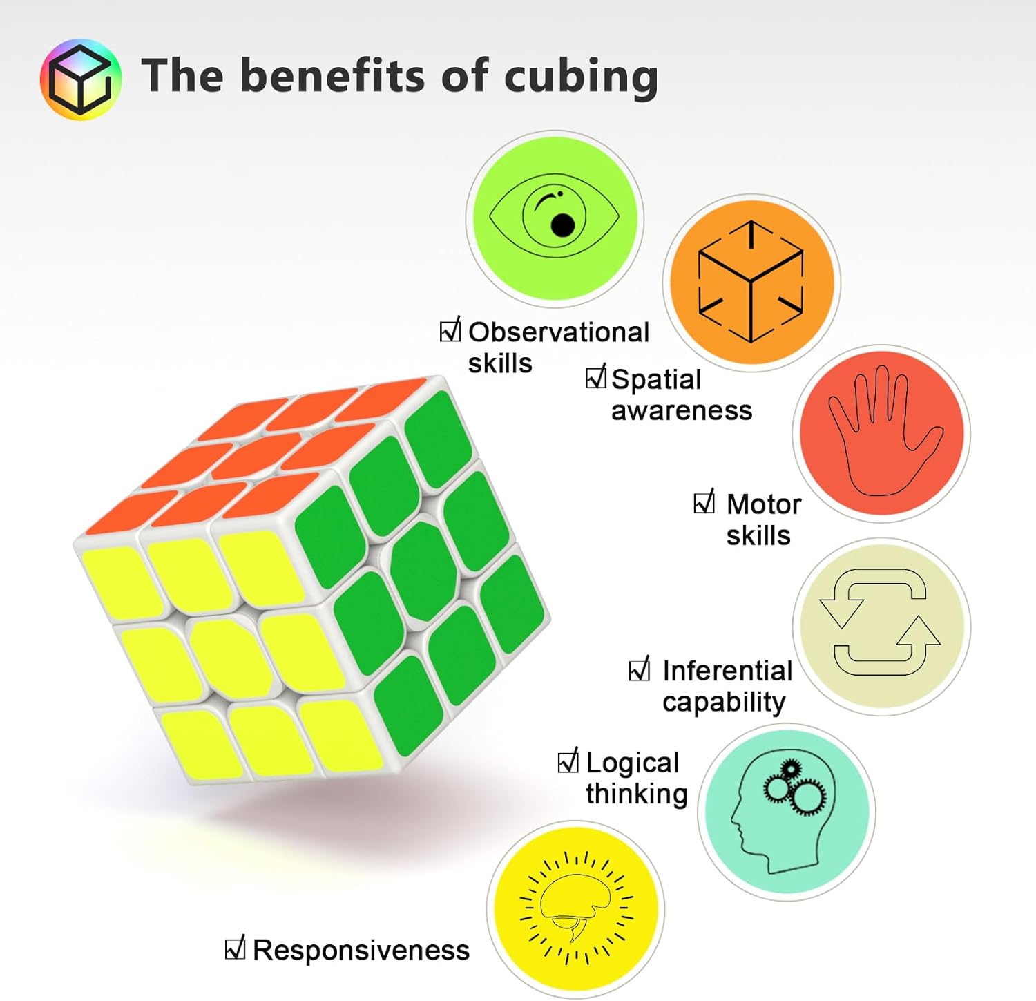 Vdealen 3x3x3 Speed Cube Set, 6 Pack Speed Cube Bulk Magic Cube Set, School Classroom Prize for Students Birthday Party Favors Stocking Stuffers Gifts for Kids Teens Adults(Sticker)