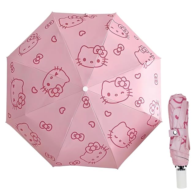 Automatic Umbrella for Women Kids Girls Compact Travel Rain Sun Uv Protection Portable Foldable