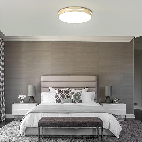 Miniatura 7 de Lámpara LED de techo de montaje empotrado dorada, lámpara de baño de 24 W, montaje de techo regulable, juego de 3, 12 pulgadas, cerca de techo, 5CCT