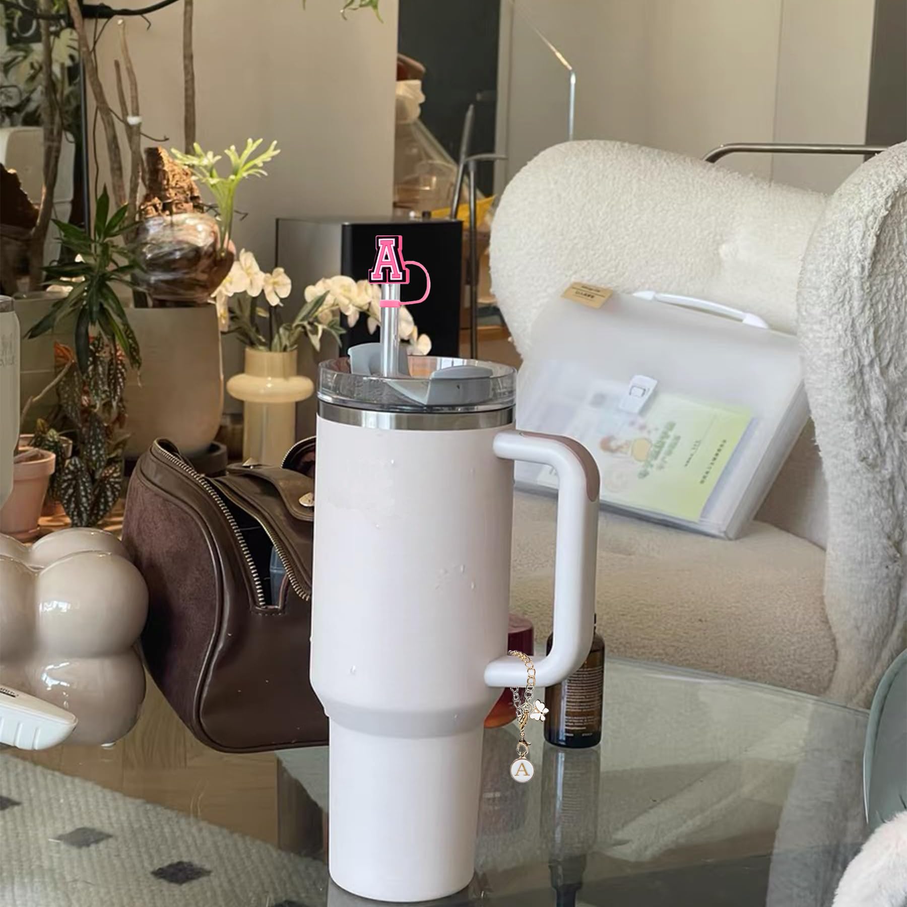 Snycler Lot De 3 Couvercles De Protection En Silicone Pour Tasse Stanley Cup 10 Mm Et 10 Mm Avec 2 Breloques Initiales Personnalisées – Accessoires De Gobelets Stanley (3 Pièces Nuage 2 Lettres A