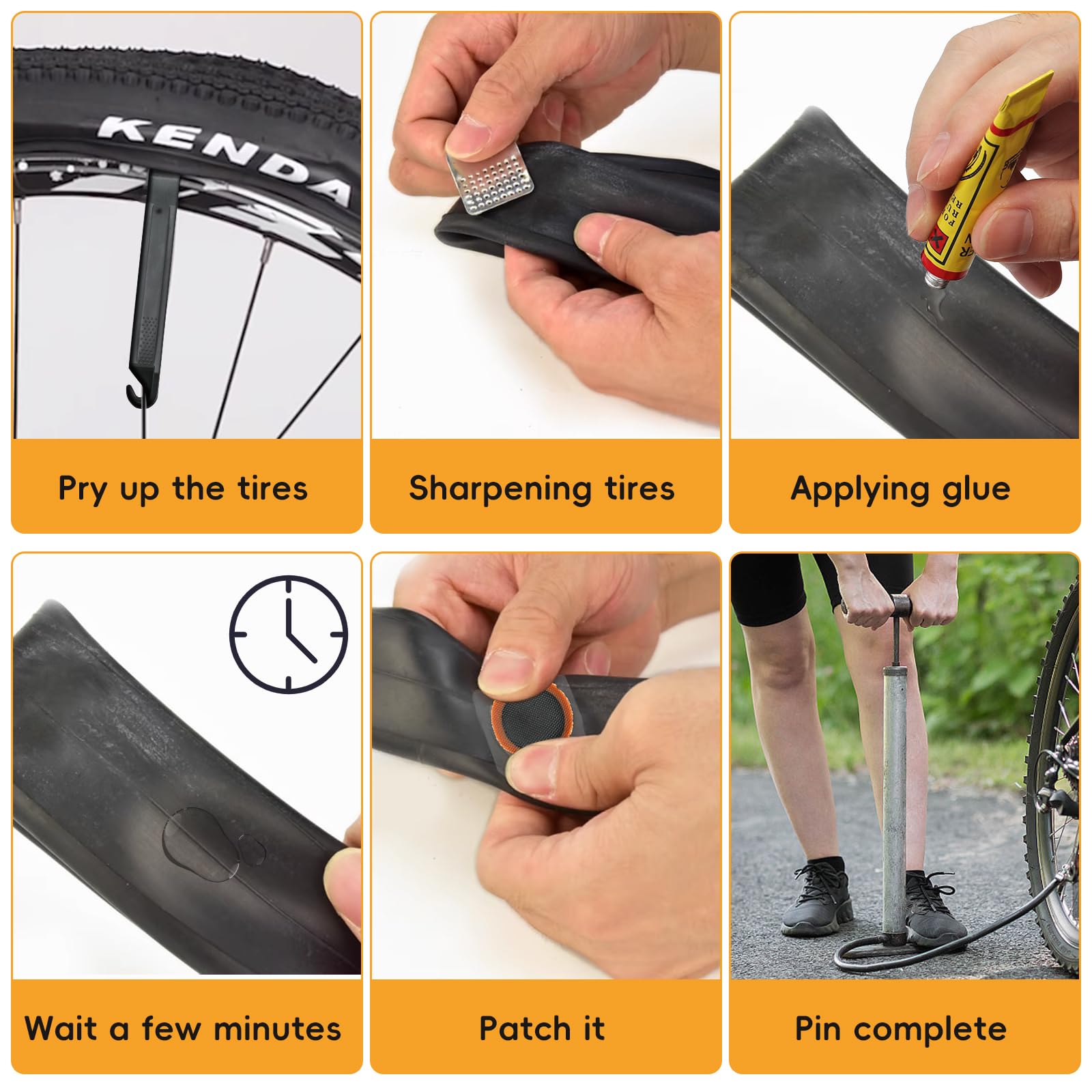 JOYSKY Zestaw naprawczy do opon rowerowych, 23 sztuki, metalowy pilnik do roweru, motocykla, nadmuchiwane opony gumowe
