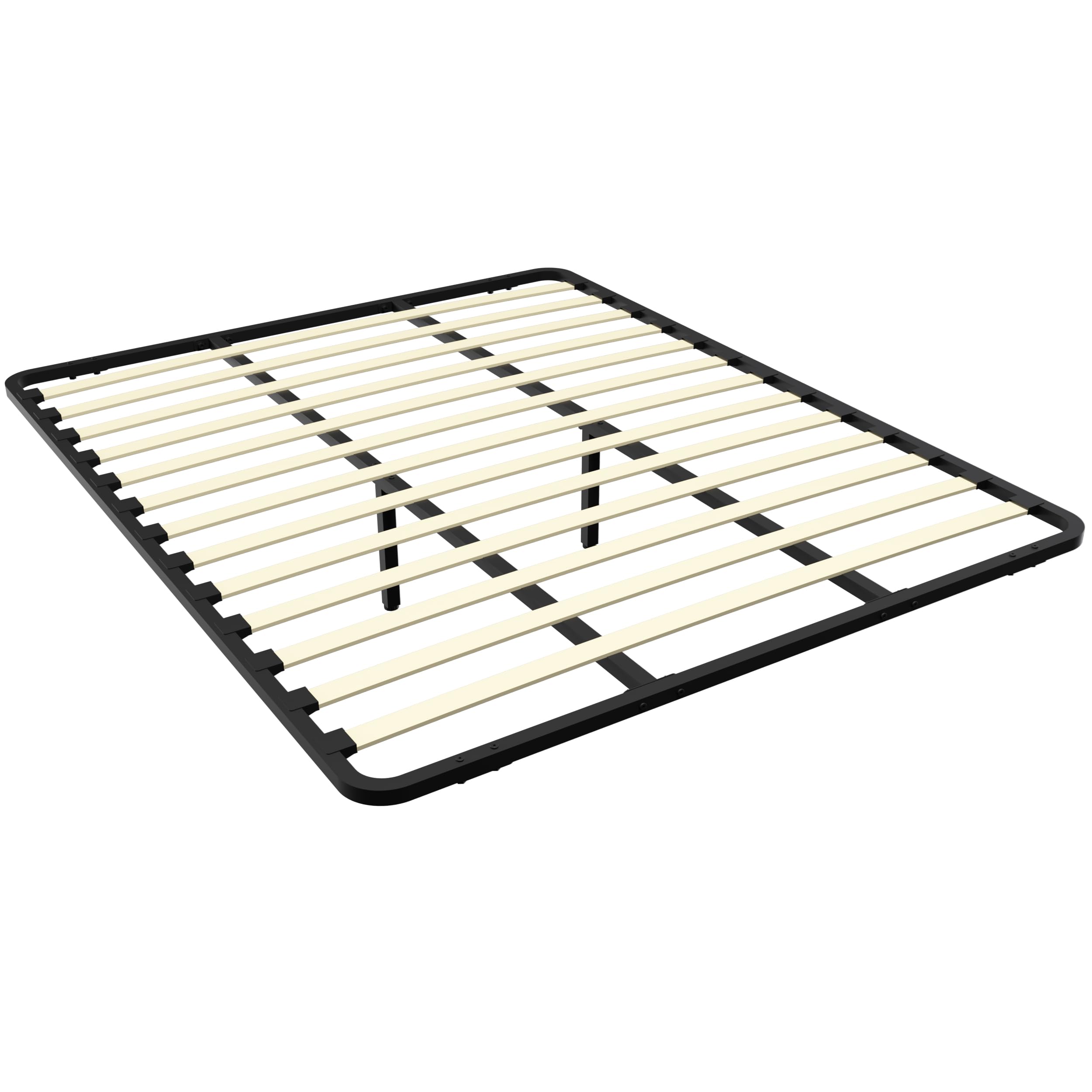 DEWINNER Somier de 140 x 190 cm sin patas de apoyo con dos barras de hierro, red francesa de 140 x 190 cm empotrada y 2 patas ajustables para refuerzo en el medio, 13 láminas, ortopédica, montaje