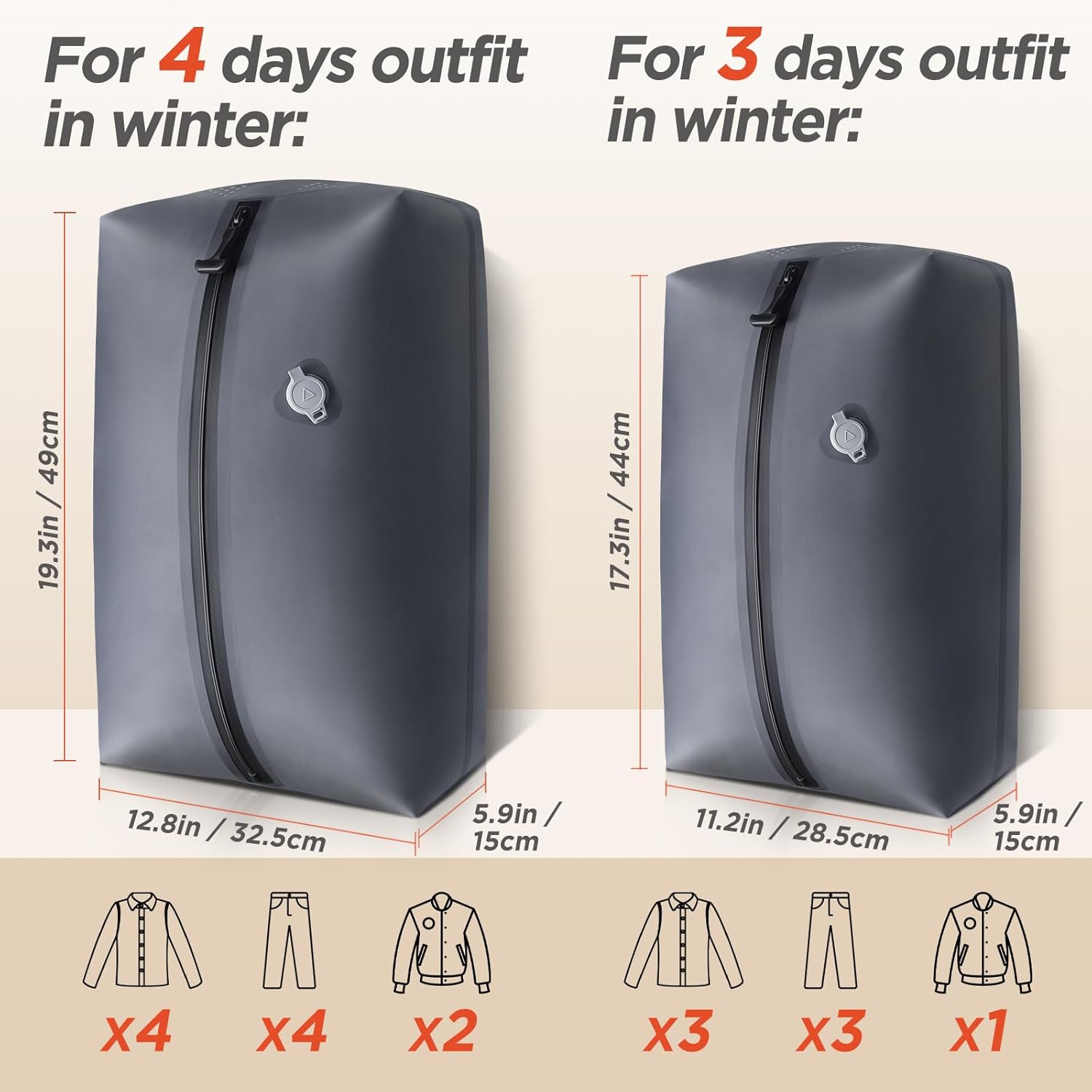 Vacuum Storage Bags For Travel,2 Pack 18L Large Vacuum Bags With Cordless Pump,Vacuum Seal Bags For Clothing Travel,Recycled IP68 Waterproof Vacuum Travel Bags for Suitcase and Backpack