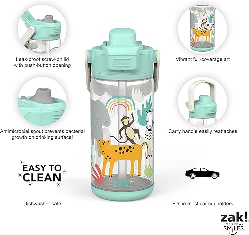 Miniatura 2 de zak! Beacon - Juego de 2 botellas de safari y perros, 16 onzas cada uno, plástico duradero, boquilla de silicona y tapa a prueba de fugas, apto para