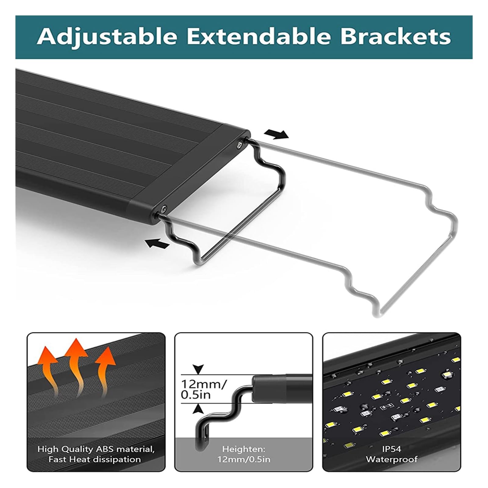 Luz LED para acuario Lámpara de luz de acuario de encendido/apagado automático de 30-45cm for plantas de agua, luz de tanque de peces de espectro completo con temporizador, LED blanco, azul, rojo, ver