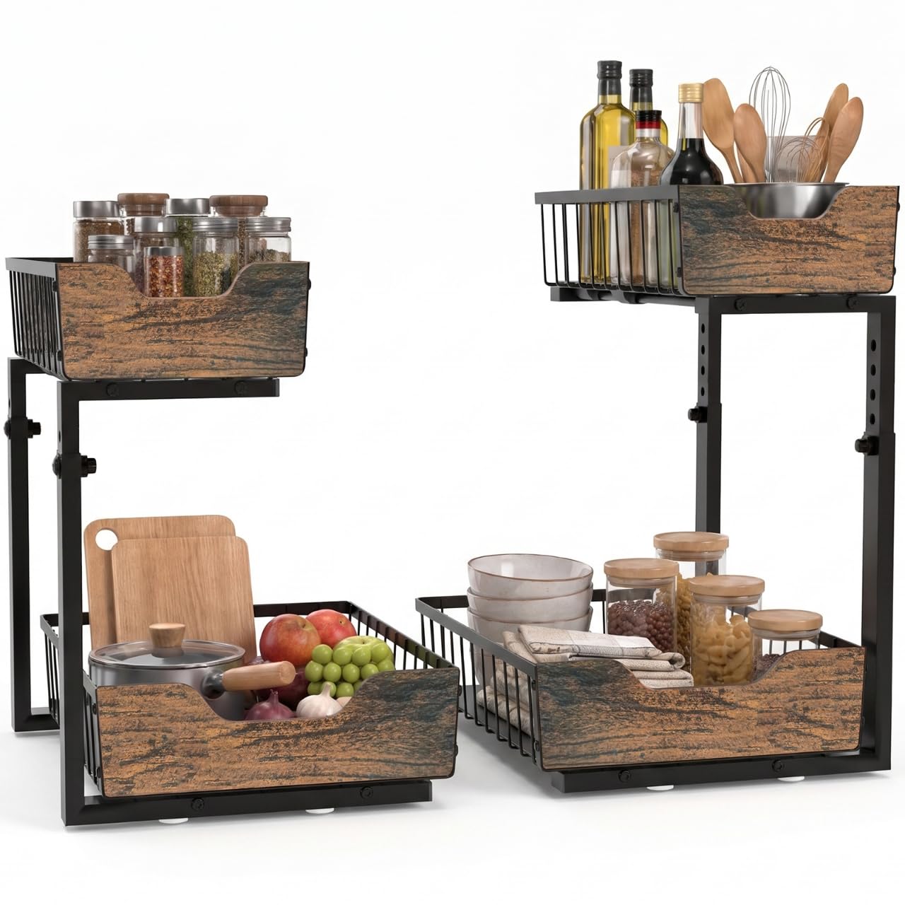 Photo 1 of Macrouseful Pull Out Cabinet Organizer - 2 Tier Black Metal
