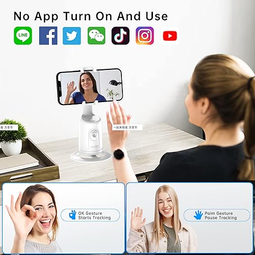 Miniatura 5 de Soporte para teléfono de seguimiento automático, trípode de seguimiento facial, portátil todo en uno, palo inteligente para selfie con rotación de