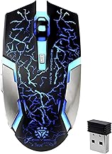 VEGCOO Wireless Gaming Mouse, C8 Silent Click Wireless Rechargeable Mouse with Colorful LED Lights and 2400/1600/1000 DPI for Laptop and Computer (C8N Black)