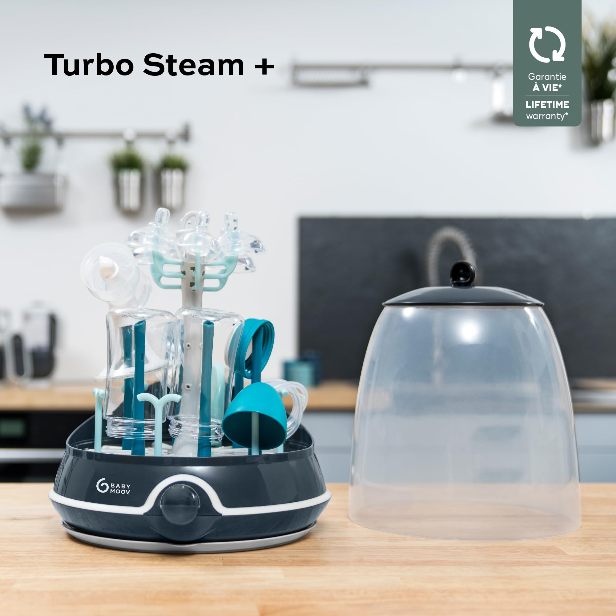 Babymoov A003110 Turbo Steam Plus Sterilizzatore 2 in 1, Blu