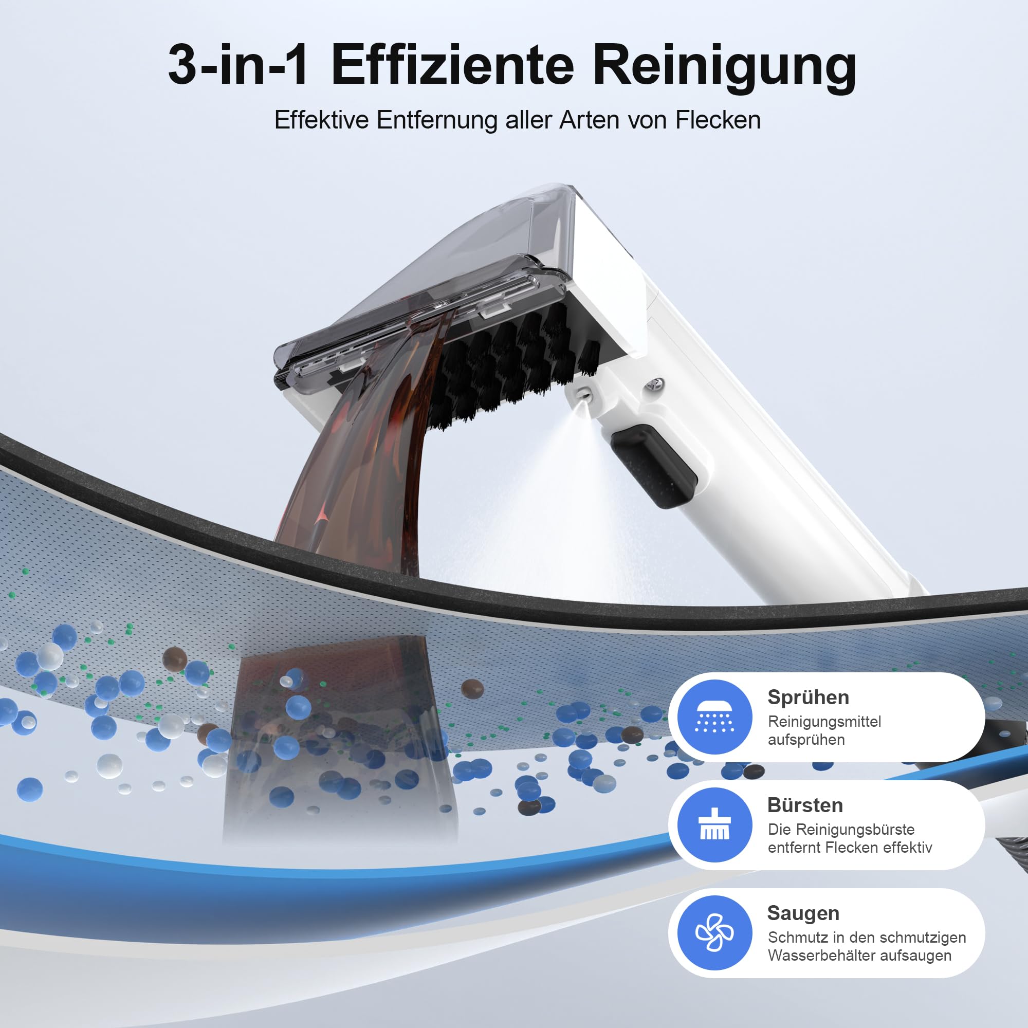 Polsterreiniger Gerät Nasssauger Waschsauger - 450W Dampfreiniger Teppichreiniger Wischsauger Polstermöbel Carpet Cleaner Auto Sofa Reiniger Teppich Gerät Nass Trockensauger Reinigungsgerät Mamowla