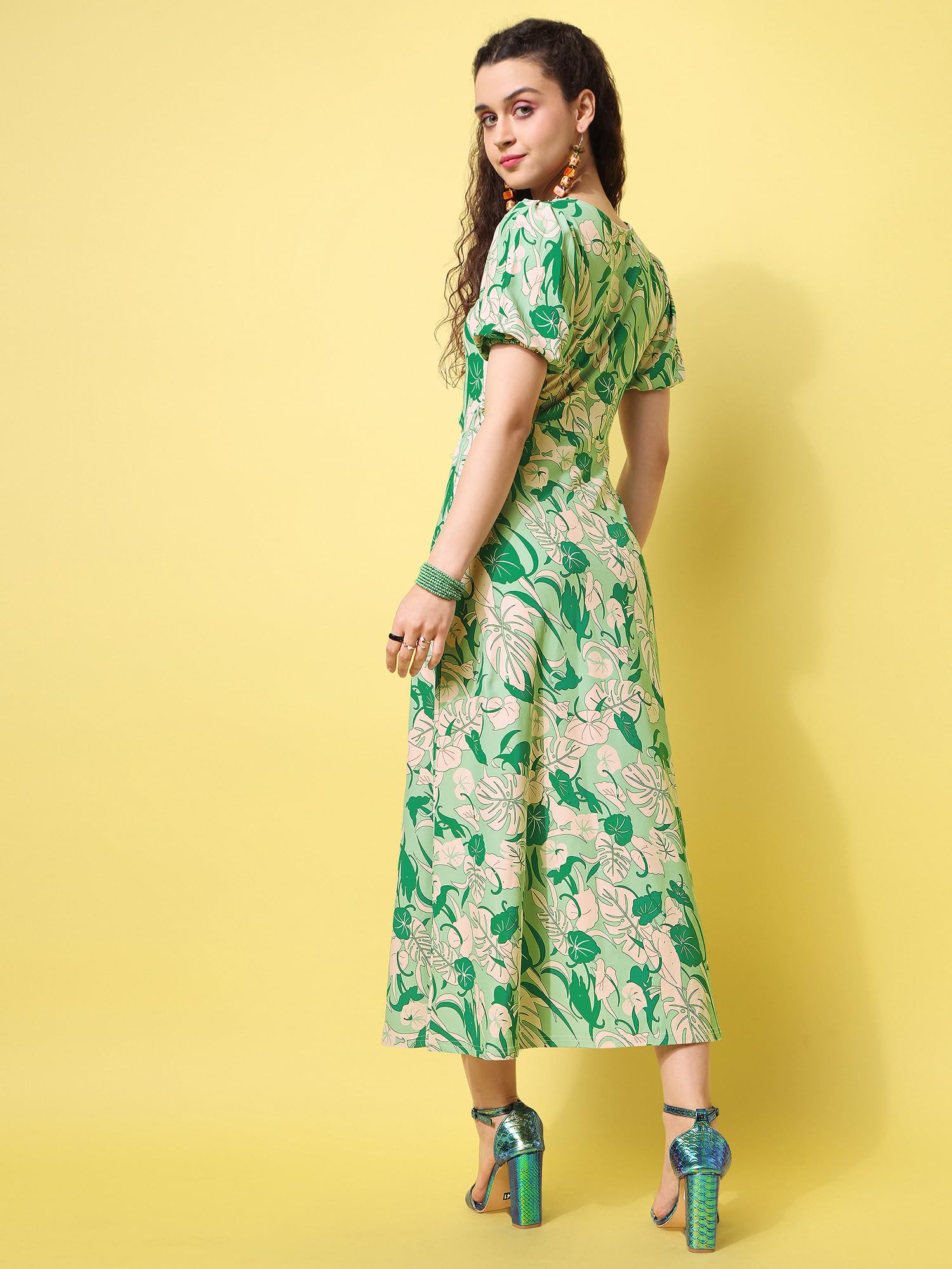 Purvaja Womens Fit & Flare Maxi Length Dress (Wini-104-Piple_Green_Large)