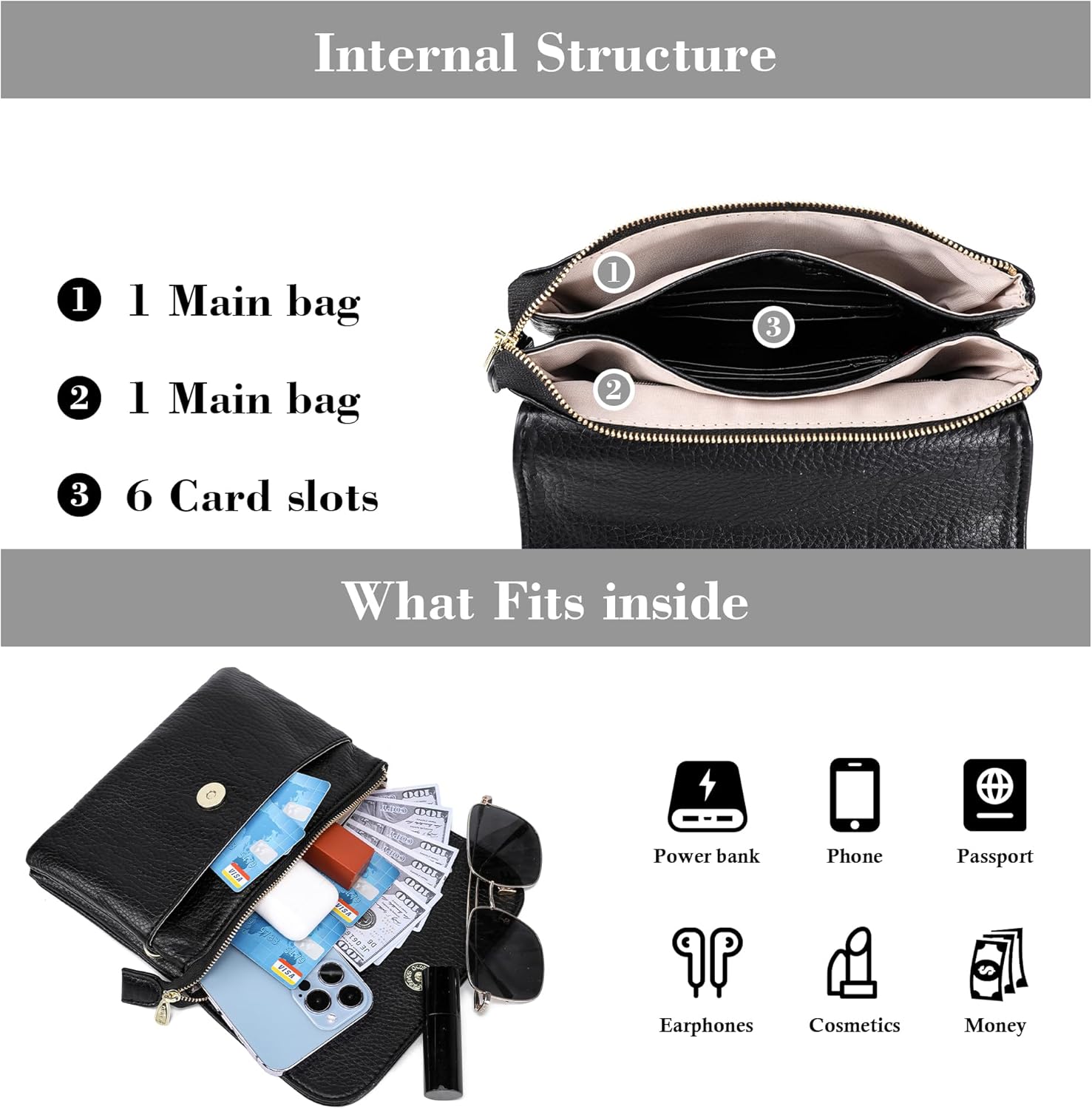 MINICAT RFID Blocking Small Crossbody Bags for Women Vegan Leather Mini Travel Purses Cell Phone Purse Cross Body Bag - Image 5