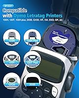 Vista 2 de 5 cintas de plástico 91331 de repuesto para Dymo Letratag de repuesto de 0.472 in x 13.1 ft (1/2 x 13) para DYMO LetraTag 200B LT-100H LT-100T Plus