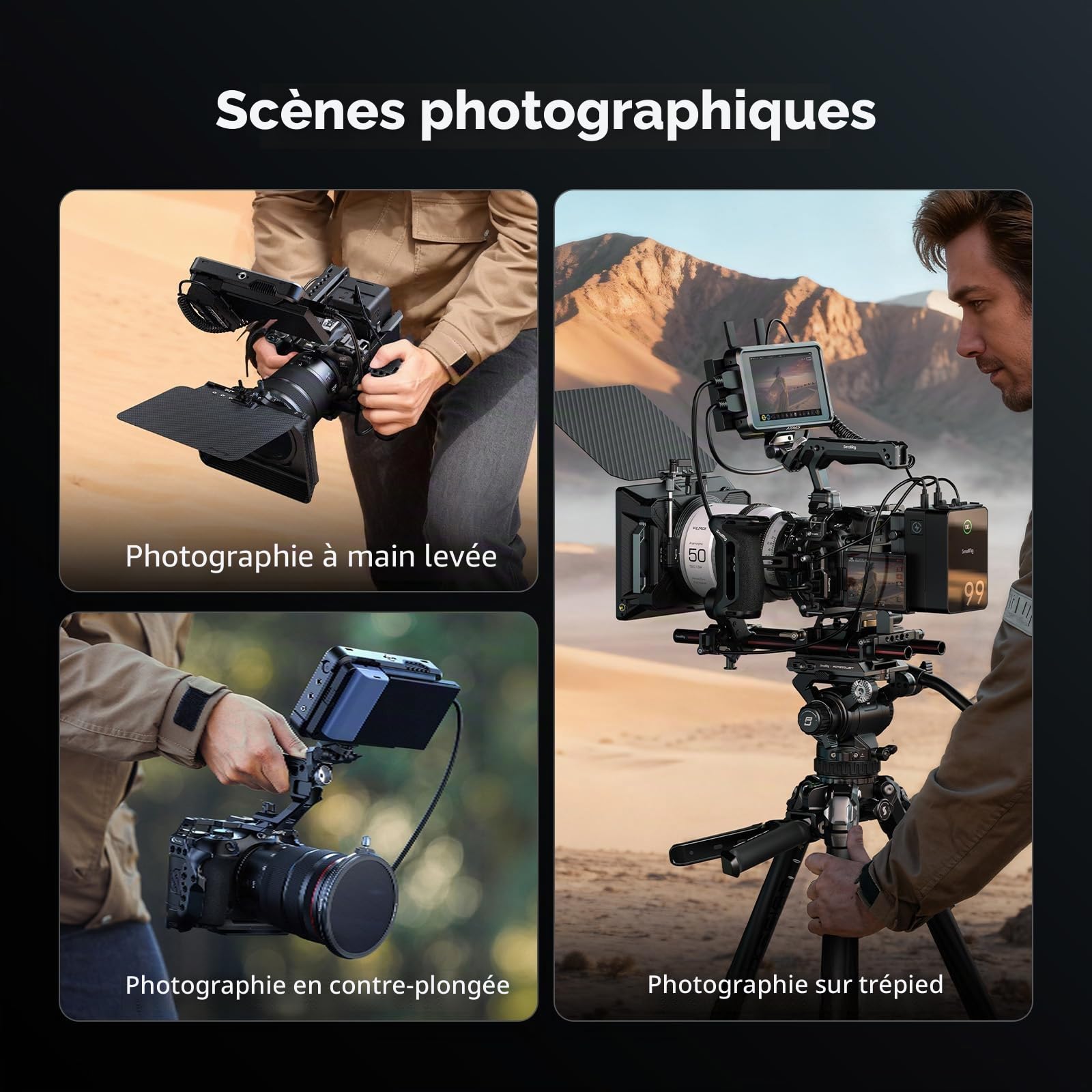 SMALLRIG R6 Mark III Kit Cage pour Canon R6 Mark II avec Poignée Supérieure, Poignée Latérale et Serre-Câble, Rails NATO Doubles HawkLock, Plaque Rapide pour Arca - 5956