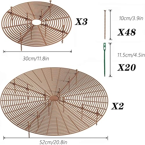 Miniatura 2 de TATQFAT 5 piezas de rejilla de tierra para macetas, cubiertas protectoras de suelo para plantas, rejilla de 20.5 pulgadas, 11.8 pulgadas, rejilla