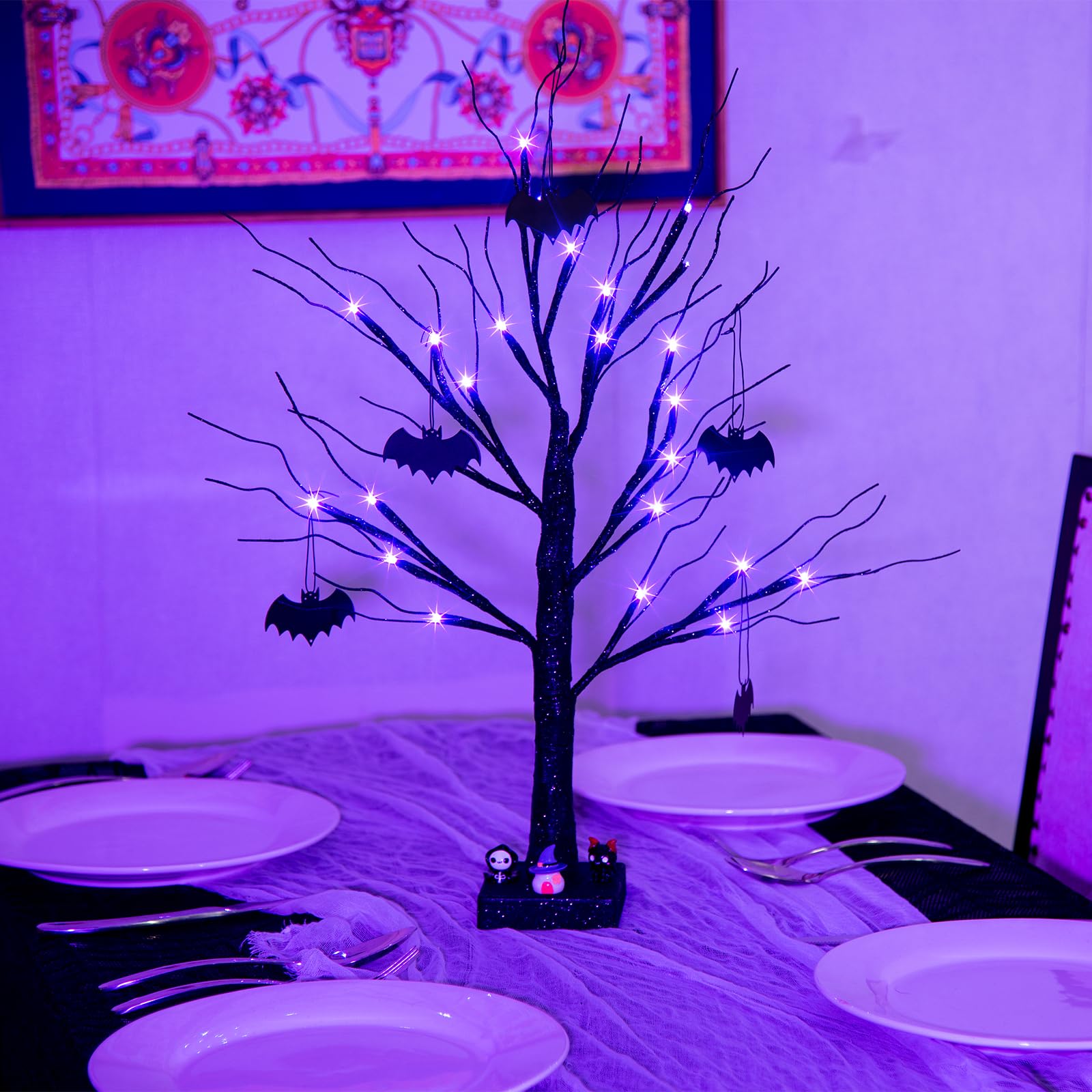 60 Stück LED Fledermaus Halloween Deko Set Outdoor Produktbild-Vorschau 6