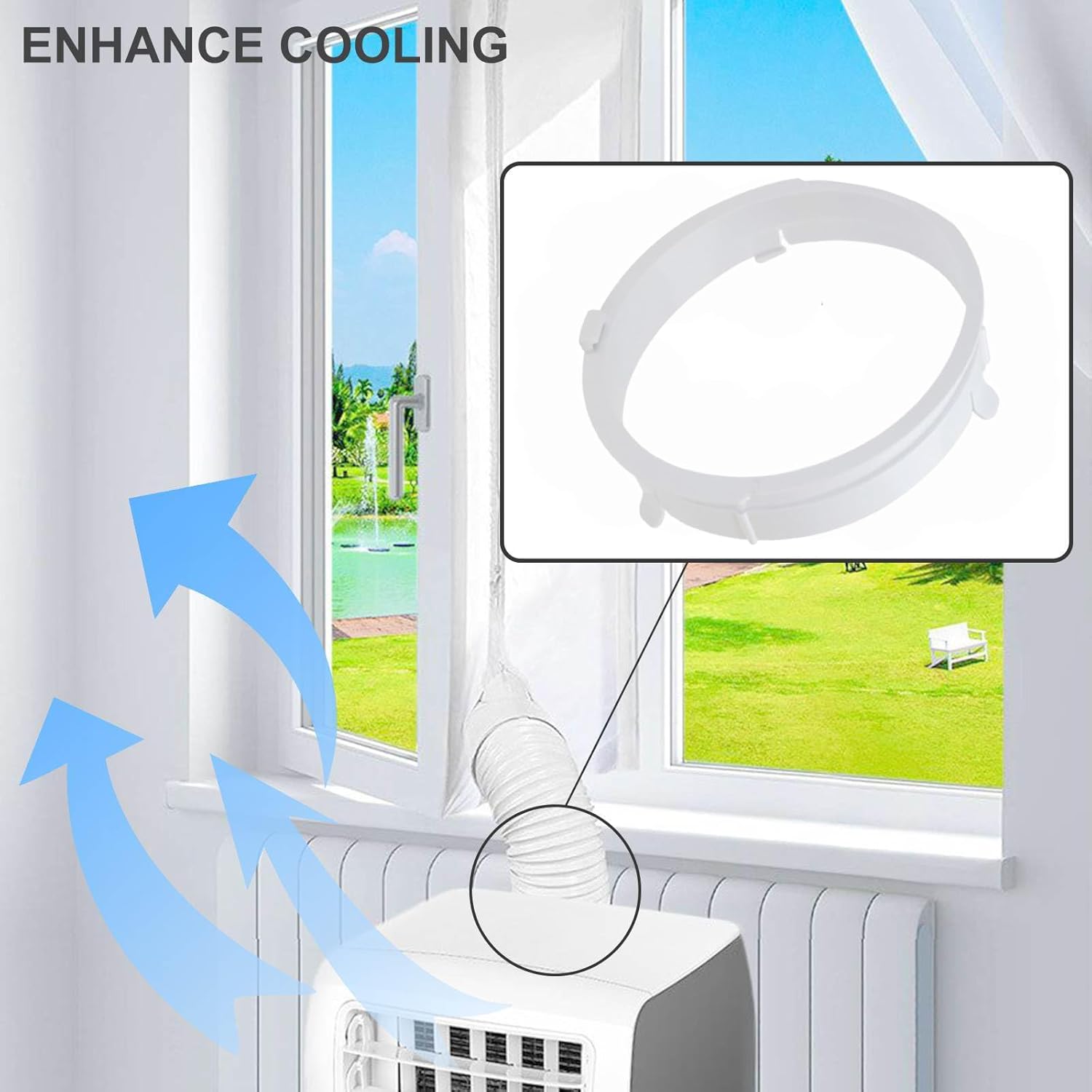 Adjustable Air Conditioner Exhaust Adapter - Universal Hose Connector for KYR35 Portable AC Units, ABS White Ventilation Interface