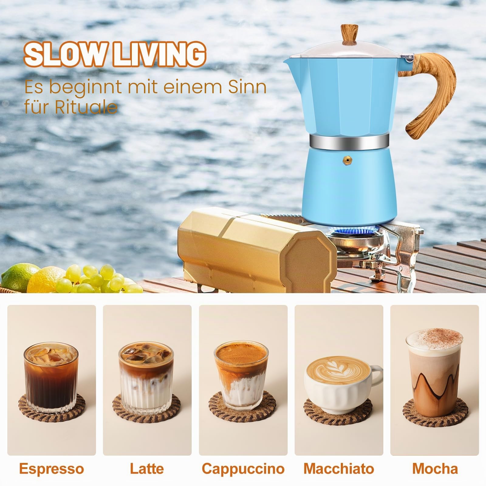 3 Tasse Aluminium Espresso Stovetop Moka Pot Express Kaffeemaschine Perkolator italienischen klassischen Mokka Kaffeemaschine für und kubanische Cafe Brauerei für Haus & Camping 150ml 5oz
