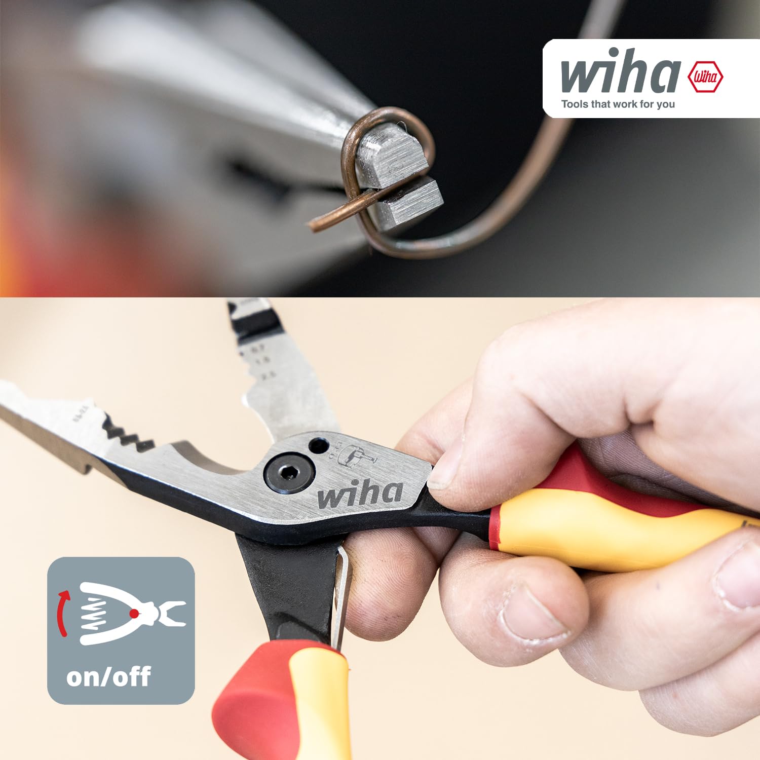 Wiha Multifunktionszange für Elektriker 8in1 I Crimpen, Abisolieren, Schneiden, Greifen, Entgraten, Biegen, Verschrauben, Schrauben schneiden (45705)