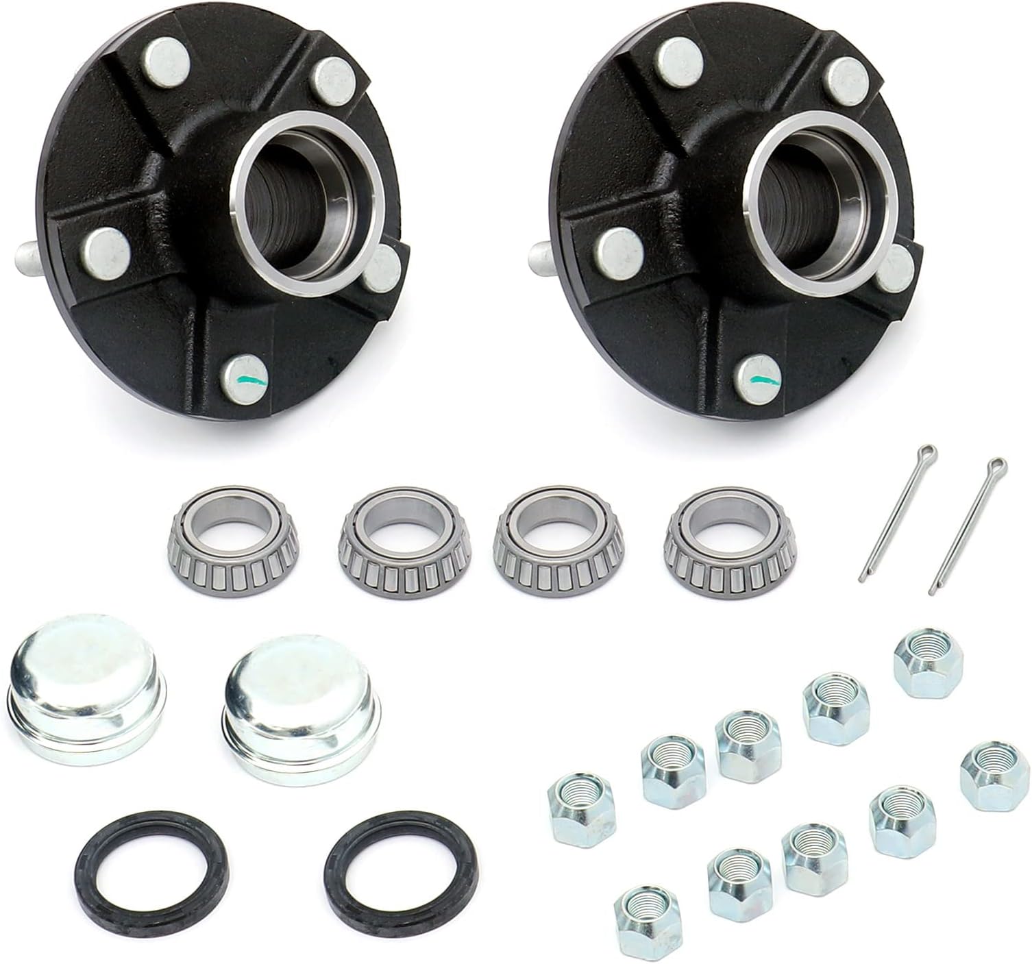FKG Trailer Hub Kit 5 Bolt on 4.5" Bolt Circle Fit for 2,200 lb. axles 11/16 Inch