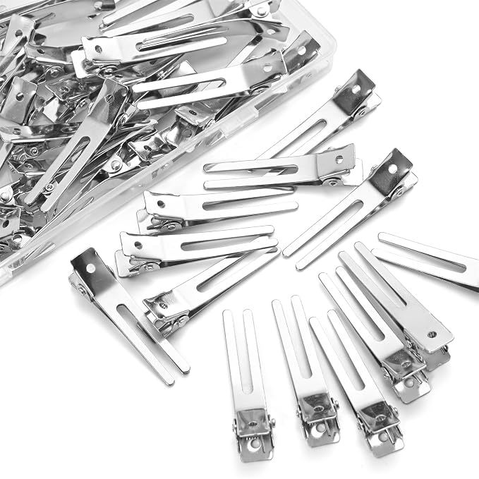 50 pinzas de metal para rizar cabello plata miniatura 6