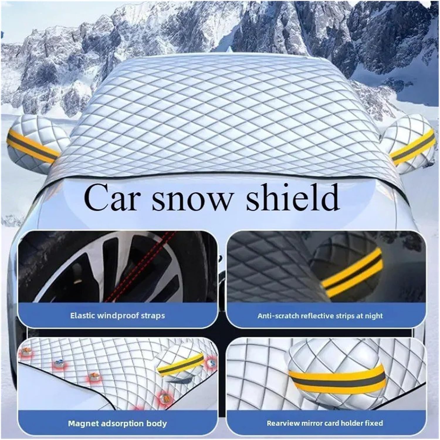 Snow Protection for Cars Magnetic Car Windshield Cover Winter Ice Snow Dust Frost Guard UV Protector Front Window Sun Shade Outdoor(L-12pieces Magnet 1PC)