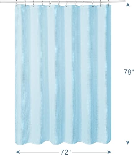 Miniatura 7 de AmazerBath Cortina de ducha de punto gofre, cortina de ducha larga de tela azul bebé, cortina de ducha larga con tejido de gofre, cortinas de ducha
