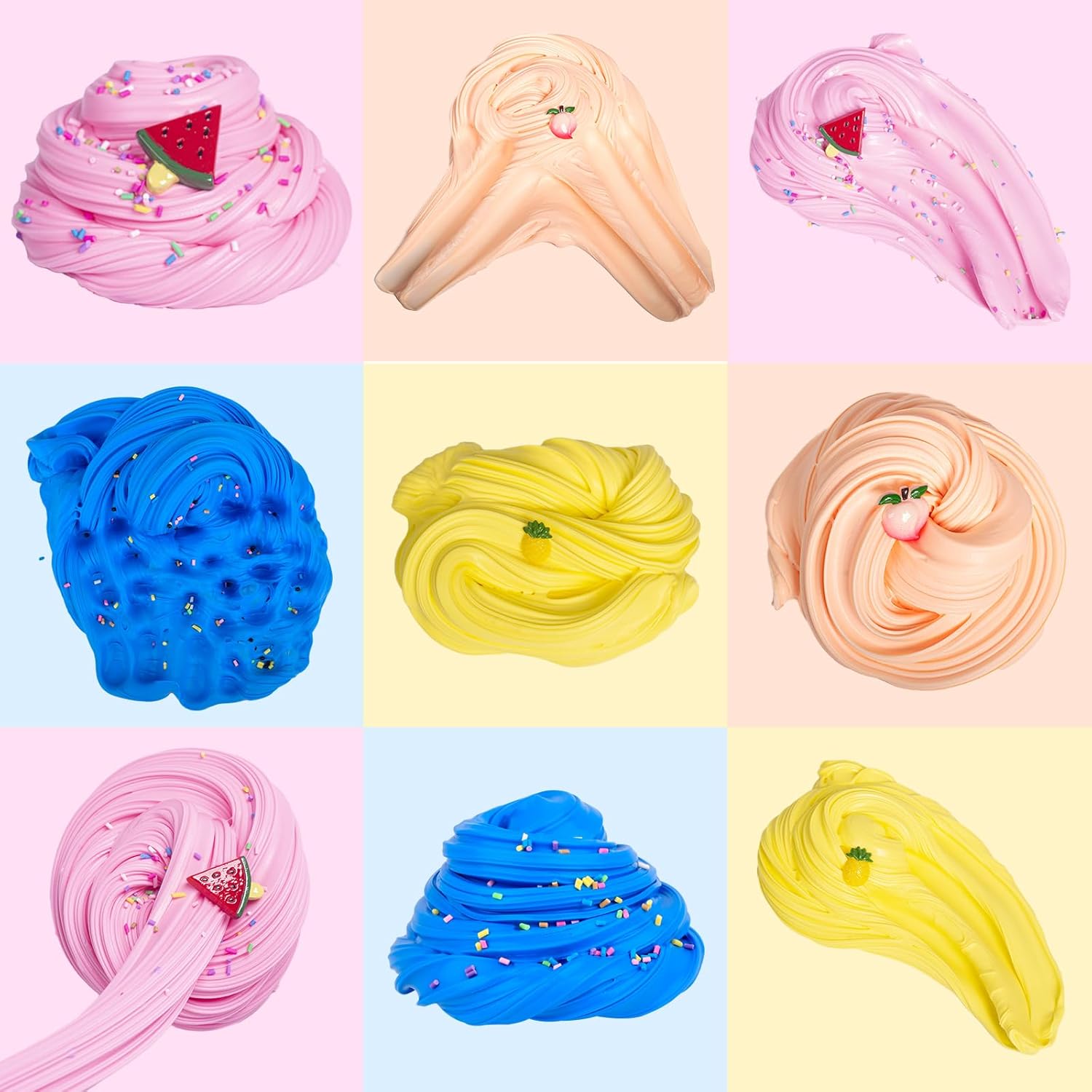 WUHUANIU Slime Kit with 6 Pack Scented Slime,Watermelon /Unicorn /Blue/Peach Slime,Super Soft and Non-Sticky,Surprise Slime Toys for Girls and Boys
