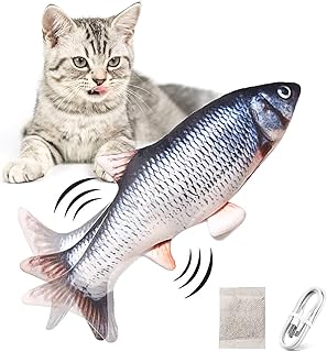 Namsan Electric Flopping Fish Cat Toy Kicker Cat Catnip Toy Funny Interactive Moving Pet Fish Toys, USB Rechargeable, Carp