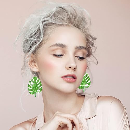 Miniatura 5 de EYNDYN Kit de 10 pares de aretes de pintura de diamantes, arte de diamantes 5D, arte tropical de verano, piscina, playa, suministros de fiesta