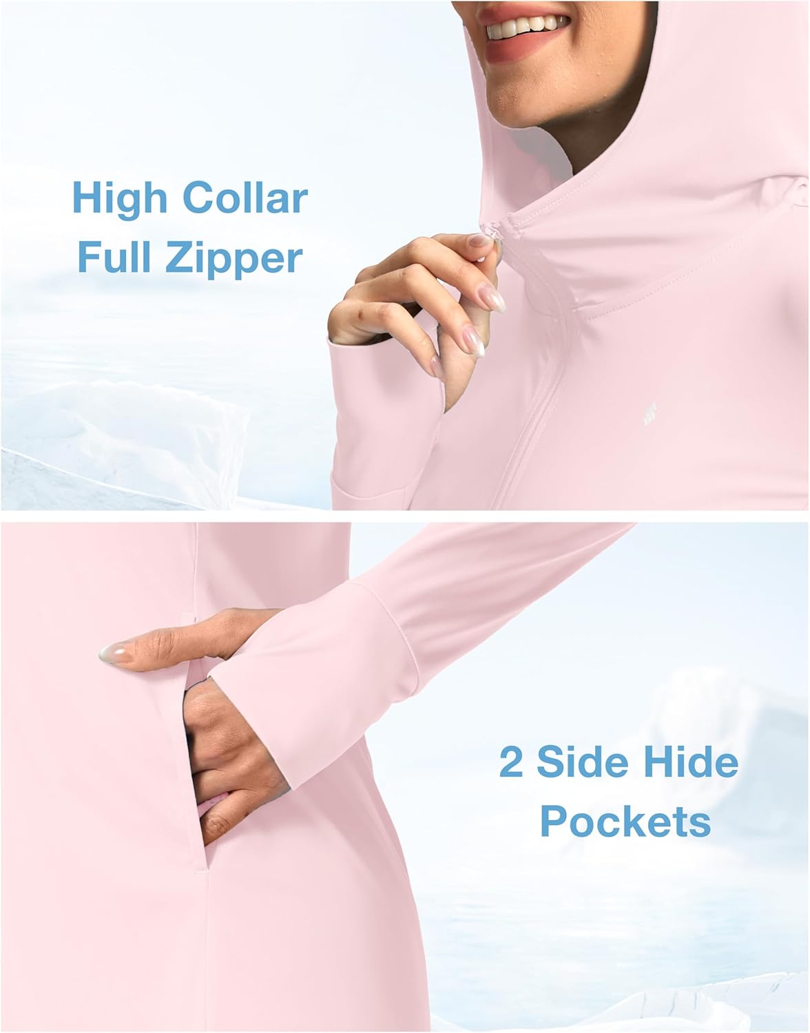 Soothfeel Women's UPF 50+ Swim Cover Up Sun Protection Hoodie SPF Lightweight Jacket Long Sleeve Beach Cover Ups for Women - Image 6